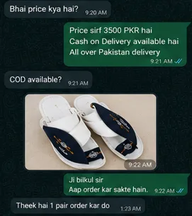 Customer WhatsApp review 2 for UrbanSteps handmade Arabic sandals
