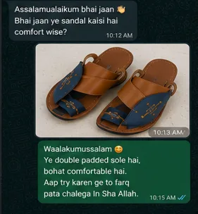 Customer WhatsApp review 1 for UrbanSteps handmade Arabic sandals
